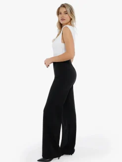 Shapewear Padded Shoulder Slimming Bodysuit Wide-Leg Pants Set