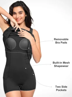Shapewear Pet Hair Resistant Square Neck Workout Dress