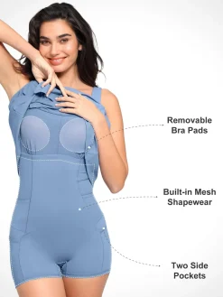 Shapewear Pet Hair Resistant Square Neck Workout Dress
