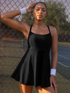 Shapewear Pet Hair Resistant Crisscross Back Workout Dress