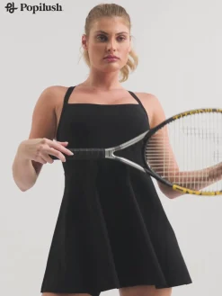 Shapewear Pet Hair Resistant Crisscross Back Workout Dress