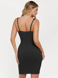Shapewear Plunging V Lace Trim Bodycon Mini Dress