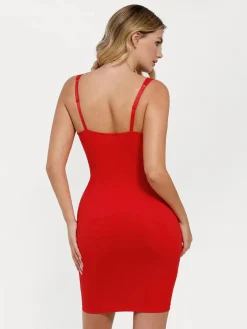 Shapewear Plunging V Lace Trim Bodycon Mini Dress