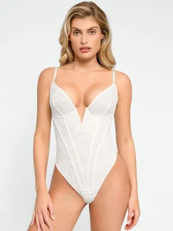 Shapewear Plunging V-Neck Lace Hourglass Corset Bodysuit