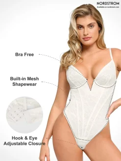 Shapewear Plunging V-Neck Lace Hourglass Corset Bodysuit