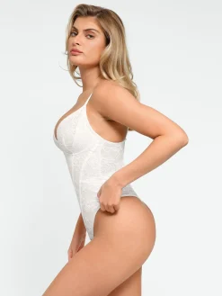 Shapewear Plunging V-Neck Lace Hourglass Corset Bodysuit