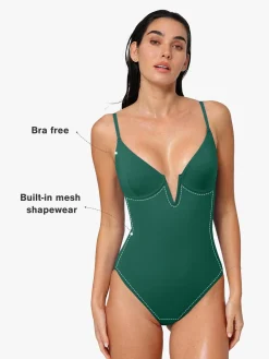 Shapewear Plunging V Slimming One-Piece Swimsuit