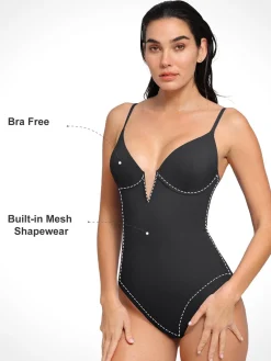Shapewear Plunging V Slimming One-Piece Swimsuit