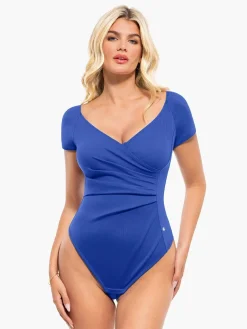 Shapewear Portrait Neckline Draped Sculpting Bodysuit