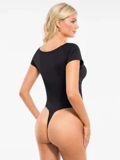 Shapewear Portrait Neckline Draped Sculpting Bodysuit