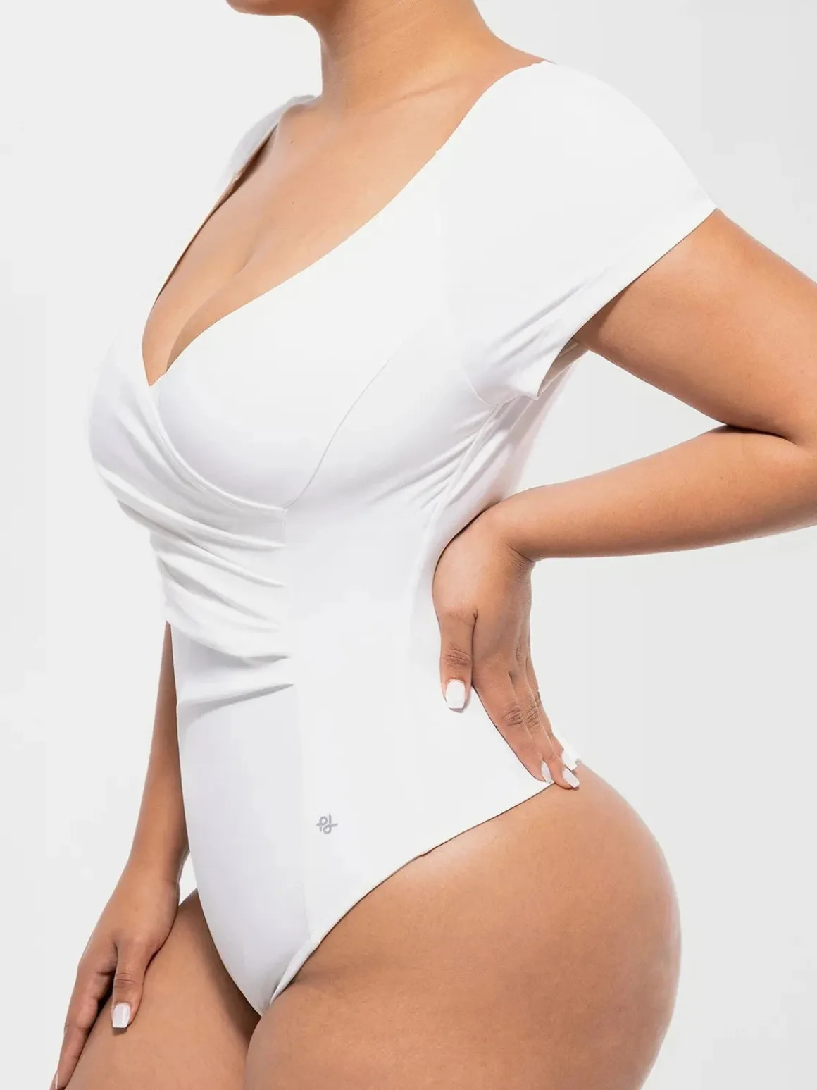 Shapewear Portrait Neckline Draped Sculpting Bodysuit