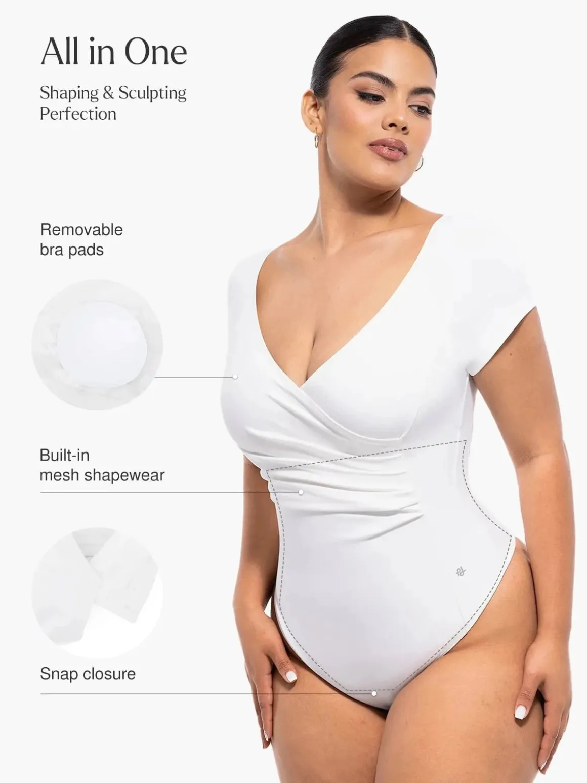 Shapewear Portrait Neckline Draped Sculpting Bodysuit