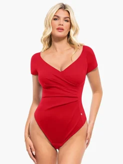 Shapewear Portrait Neckline Draped Sculpting Bodysuit