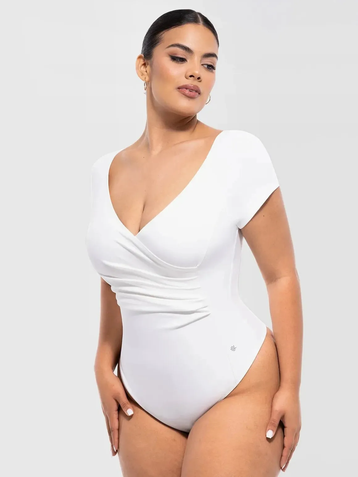 Shapewear Portrait Neckline Draped Sculpting Bodysuit