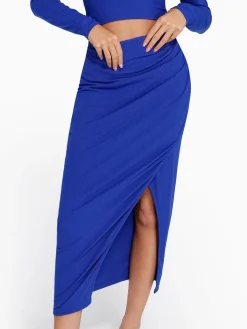 Shapewear Rib Modal Built In Sculpting Midi Wrap Skirt