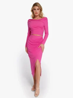 Shapewear Rib Modal Built In Sculpting Midi Wrap Skirt