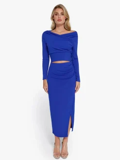 Shapewear Rib Modal Built In Sculpting Midi Wrap Skirt