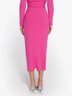 Shapewear Rib Modal Built In Sculpting Midi Wrap Skirt