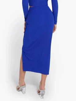 Shapewear Rib Modal Built In Sculpting Midi Wrap Skirt