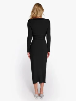 Shapewear Rib Modal Built In Sculpting Midi Wrap Skirt