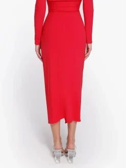 Shapewear Rib Modal Built In Sculpting Midi Wrap Skirt