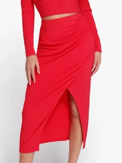 Shapewear Rib Modal Built In Sculpting Midi Wrap Skirt