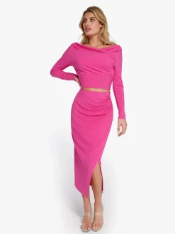 Shapewear Rib Modal Built In Sculpting Midi Wrap Skirt