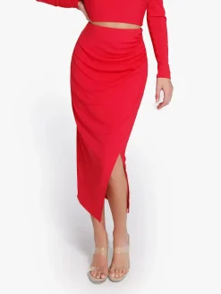 Shapewear Rib Modal Built In Sculpting Midi Wrap Skirt