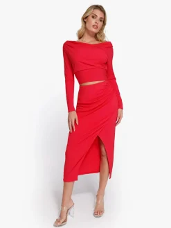 Shapewear Rib Modal Off-the-Shoulder Top Sculpting Skirt Set