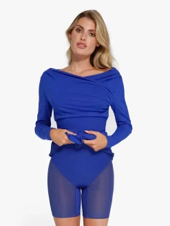Shapewear Rib Modal Off-the-Shoulder Top Sculpting Skirt Set