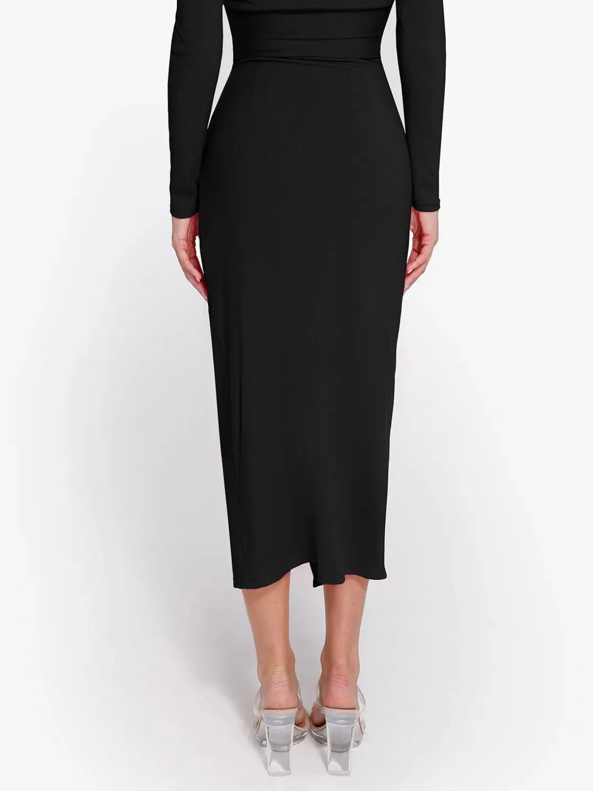 Shapewear Rib Modal Off-the-Shoulder Top Sculpting Skirt Set