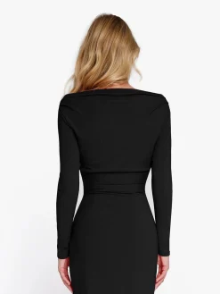 Shapewear Rib Modal Off-the-Shoulder Top Sculpting Skirt Set