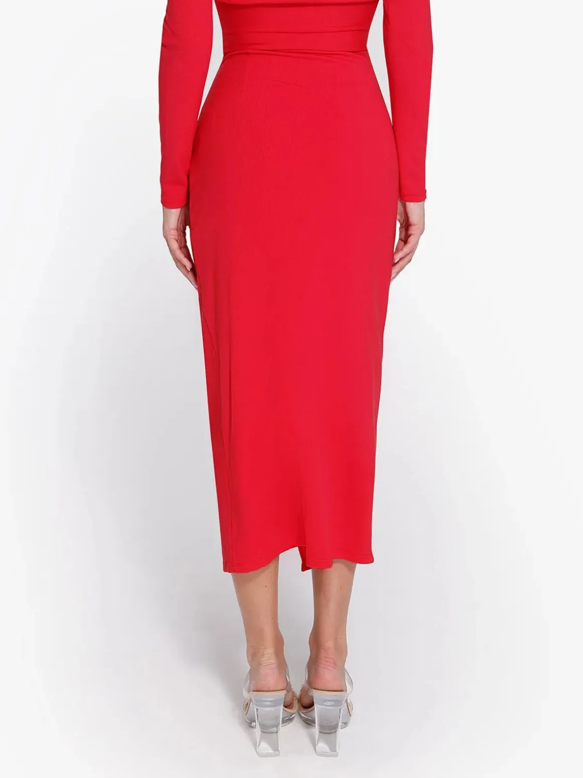 Shapewear Rib Modal Off-the-Shoulder Top Sculpting Skirt Set