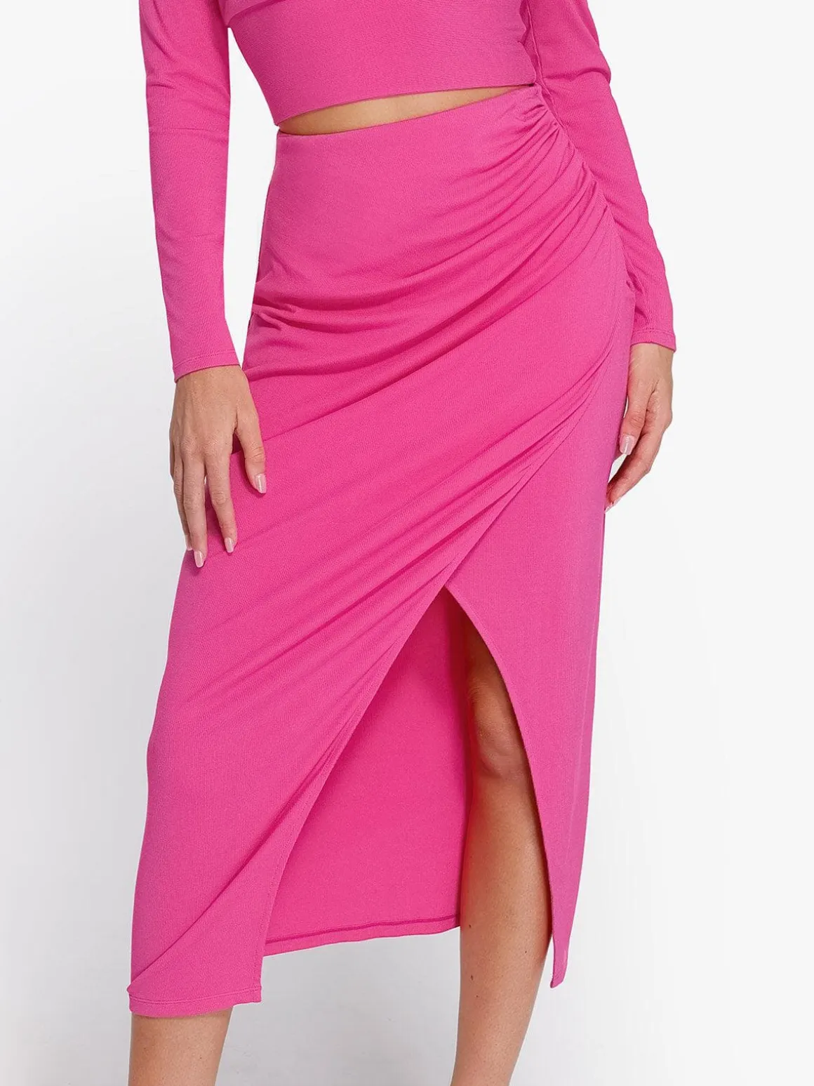 Shapewear Rib Modal Off-the-Shoulder Top Sculpting Skirt Set