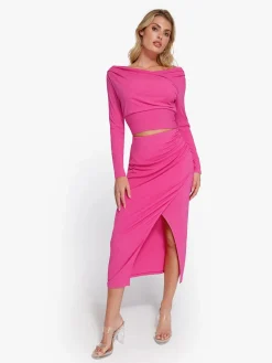 Shapewear Rib Modal Off-the-Shoulder Top Sculpting Skirt Set