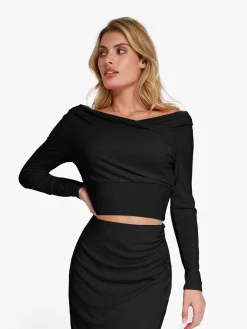 Shapewear Rib Modal Off-the-Shoulder Top Sculpting Skirt Set