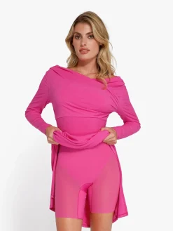 Shapewear Rib Modal Off-the-Shoulder Top Sculpting Skirt Set