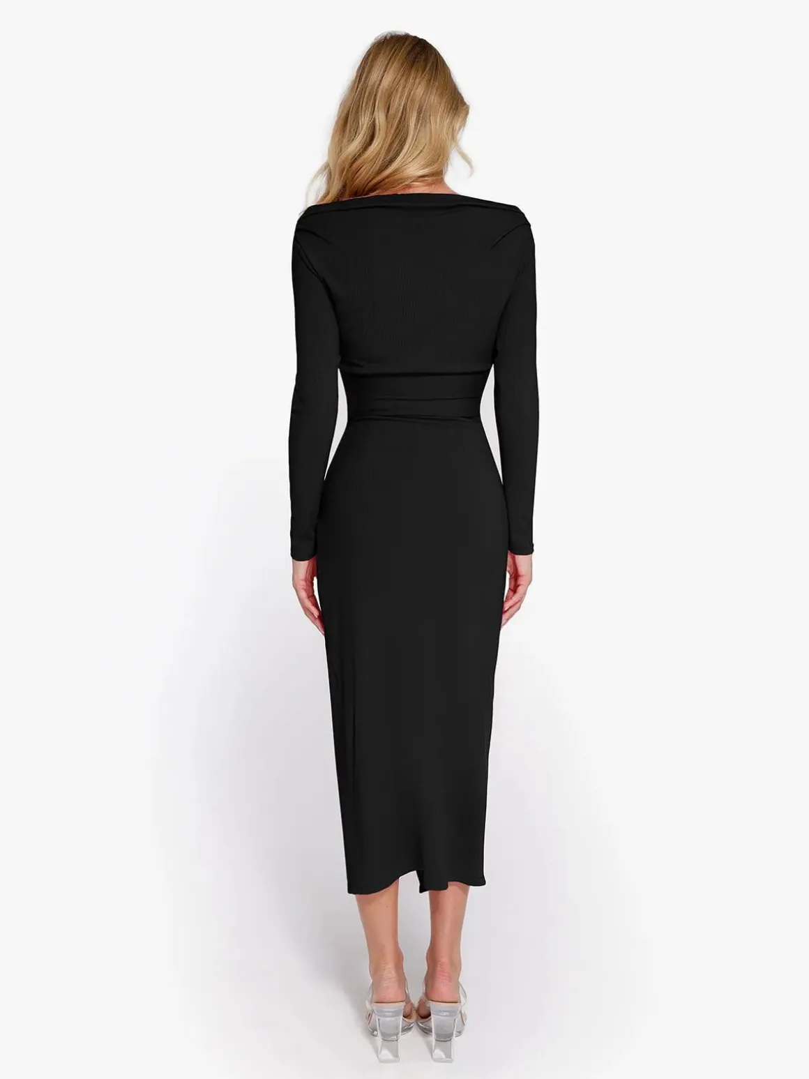 Shapewear Rib Modal Off-the-Shoulder Top Sculpting Skirt Set