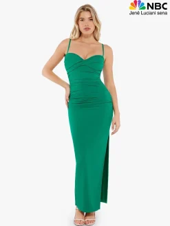 Shapewear Ruched Bias Twist Tummy Control Maxi Dress
