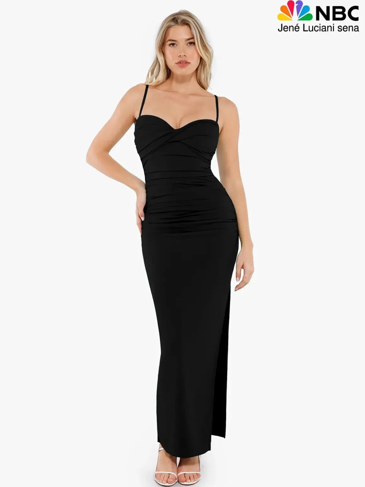 Shapewear Ruched Bias Twist Tummy Control Maxi Dress