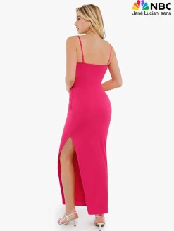 Shapewear Ruched Bias Twist Tummy Control Maxi Dress
