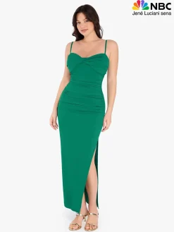 Shapewear Ruched Bias Twist Tummy Control Maxi Dress