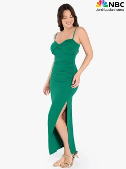Shapewear Ruched Bias Twist Tummy Control Maxi Dress
