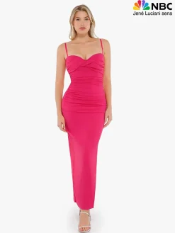 Shapewear Ruched Bias Twist Tummy Control Maxi Dress