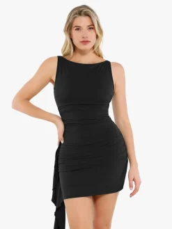 Shapewear Ruched Bodycon Cascade Mini Dress