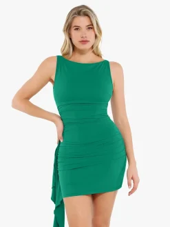 Shapewear Ruched Bodycon Cascade Mini Dress