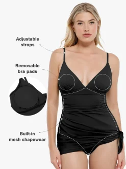 Shapewear Ruched Convertible One-Piece Swimsuit