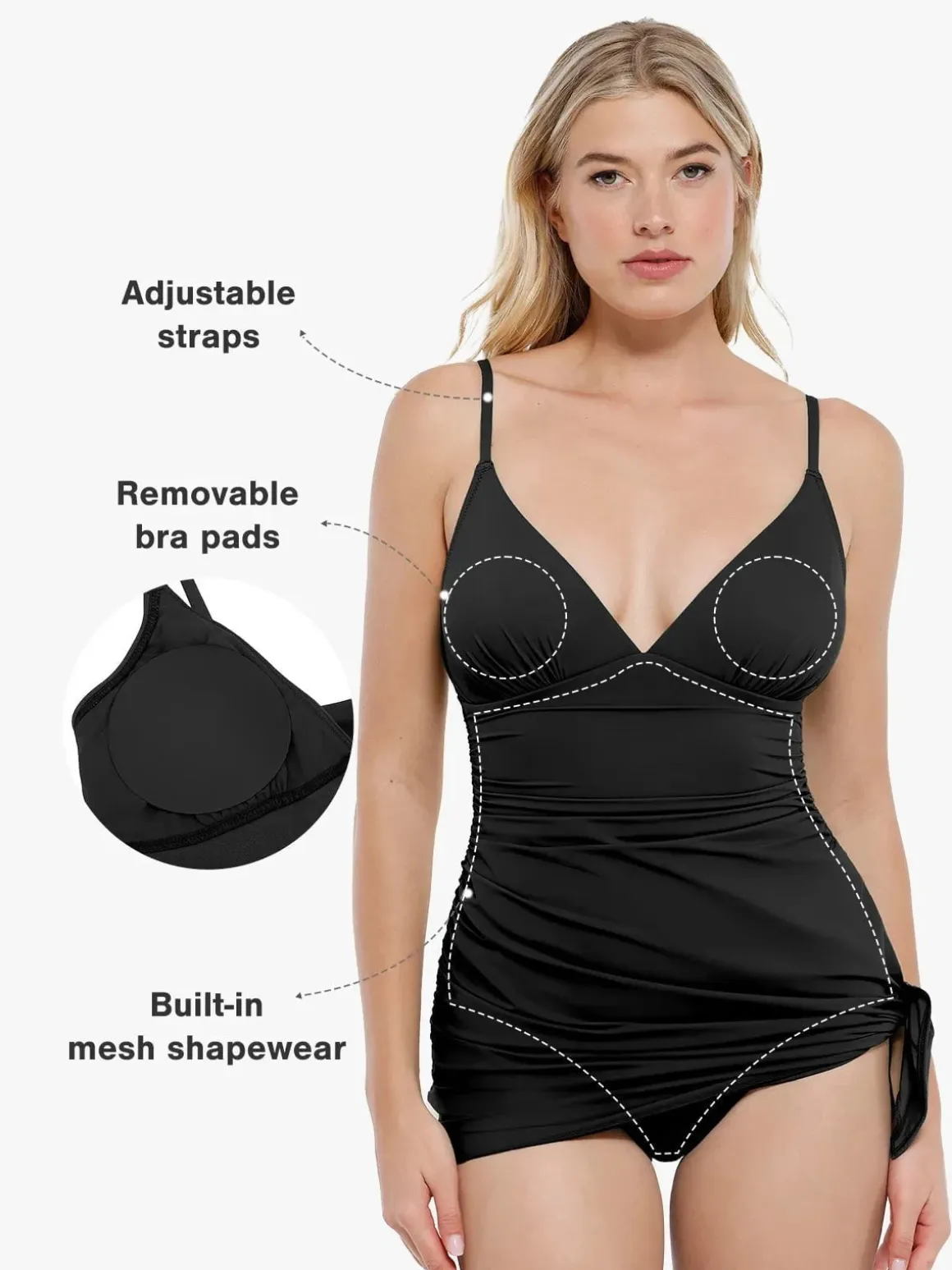 Shapewear Ruched Convertible One-Piece Swimsuit