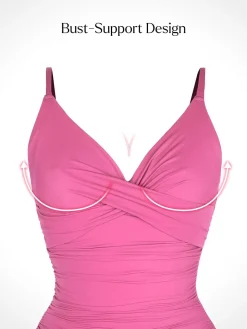 Shapewear Ruched Cross-Front Sculpting One-Piece Swimsuit