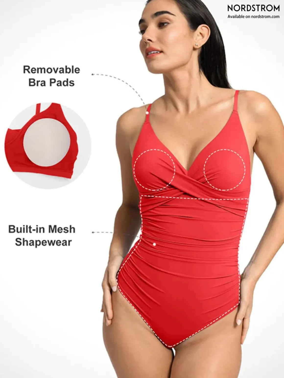 Shapewear Ruched Cross-Front Sculpting One-Piece Swimsuit